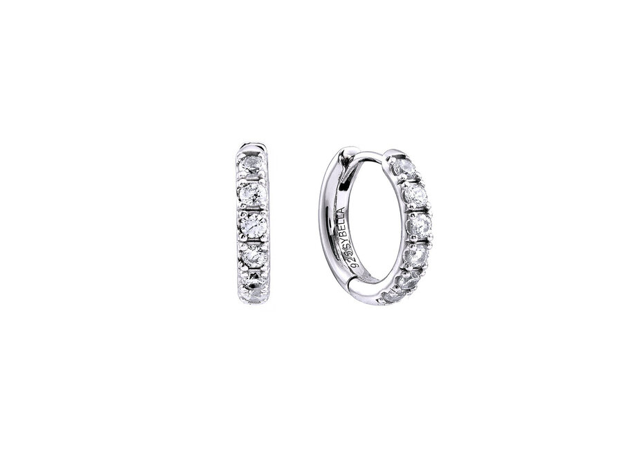 SIBYL RHODIUM PLATE CZ BABY HOOPS (E191-RH)