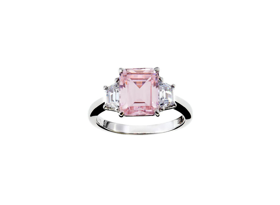 JOSEPHINE PINK & CLEAR CUBIC ZIRCONIA RING