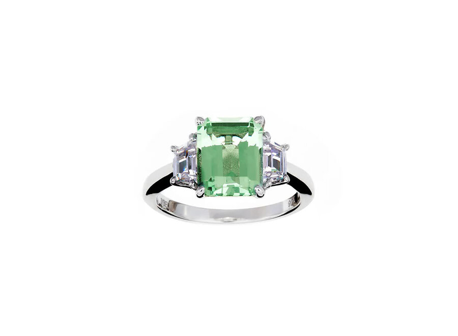 JOSEPHINE PALE GREEN & CLEAR CUBIC ZIRCONIA RING (R1824-G)