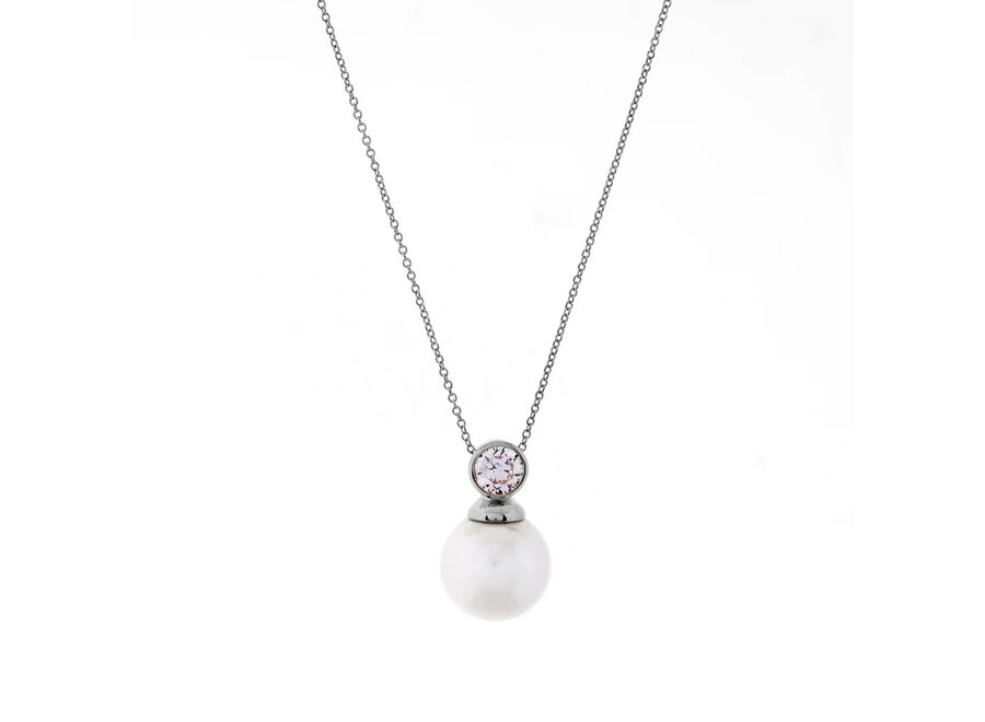 SARAH SILVER PEARL NECKLACE (P789-RH)