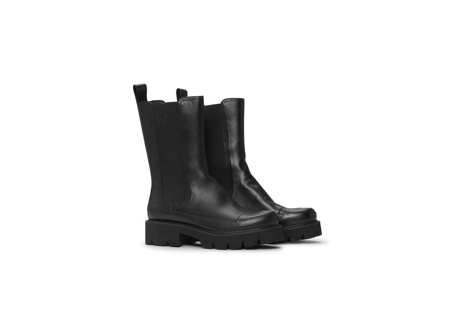 MILEY7002 CALF LENGTH LEATHER BOOTS