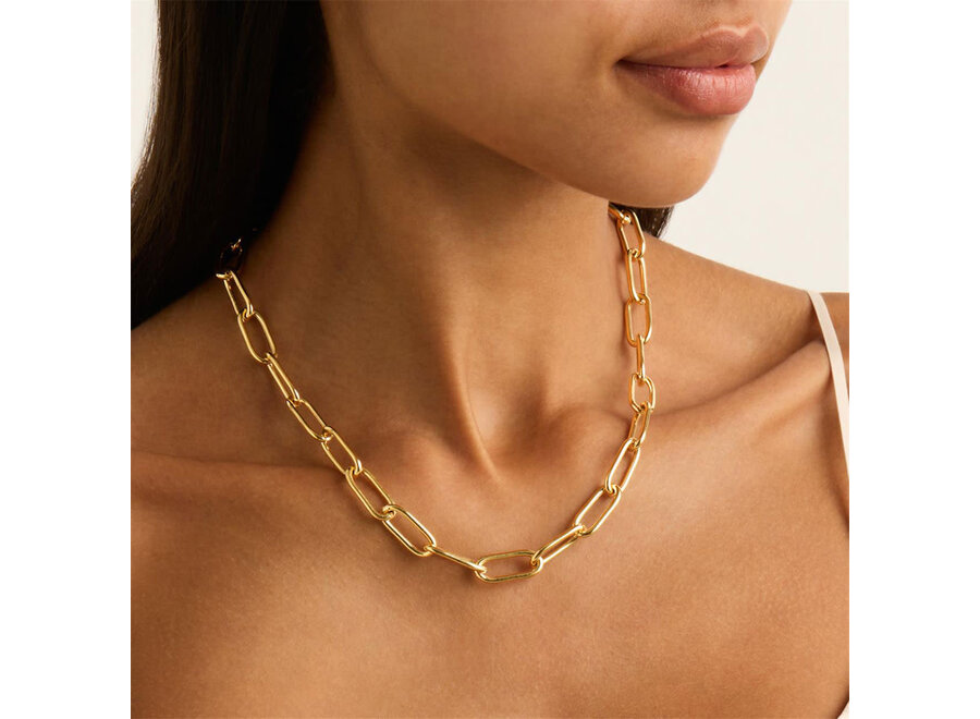 VISTA LARGE LINK YELLOW GOLD NECKLACE 45CM (N7040)