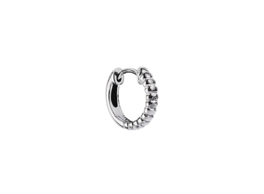 MENS SILVER RIDGED HUGGIE EARRING SINGLE ONLY (E9003)