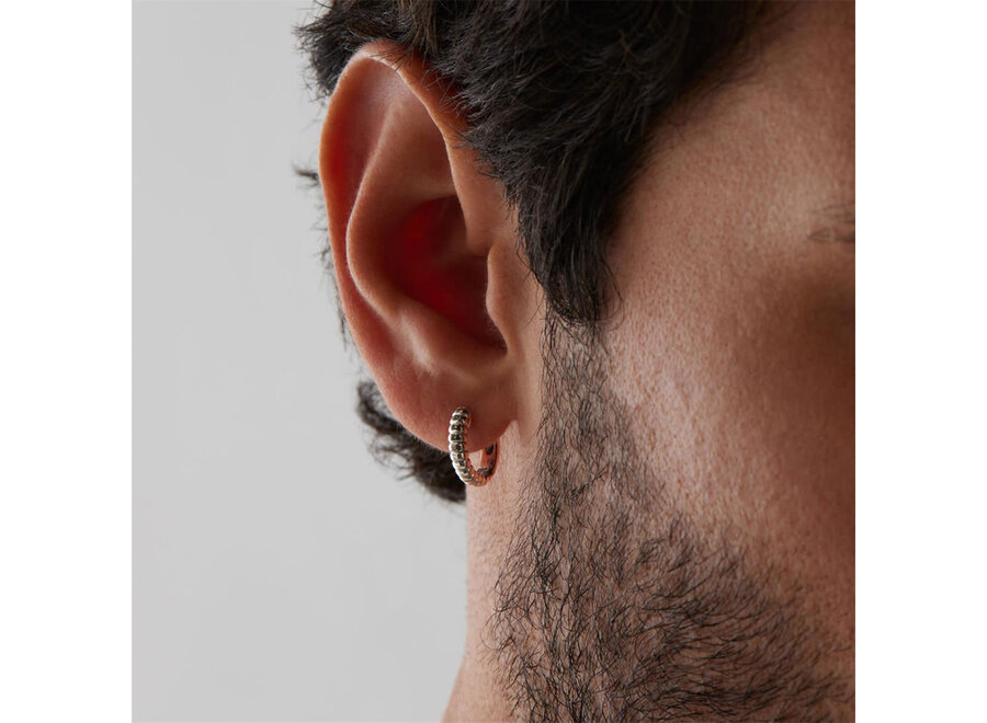 MENS SILVER RIDGED HUGGIE EARRING SINGLE ONLY (E9003)