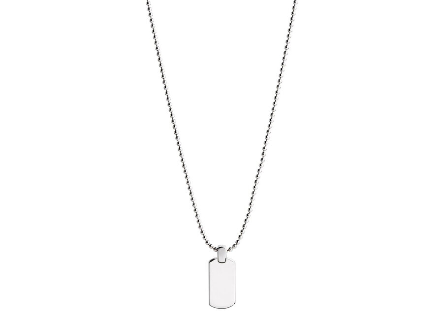 MENS SOLID SILVER DOG TAG WITH BALL CHAIN (N9000)