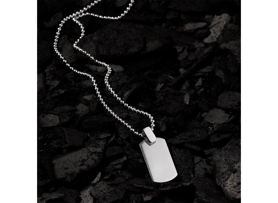 MENS SOLID SILVER DOG TAG WITH BALL CHAIN (N9000)