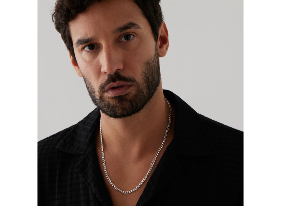 MENS SOLID SILVER CUBAN LINK CHAIN ANTITARNISH (N9012)