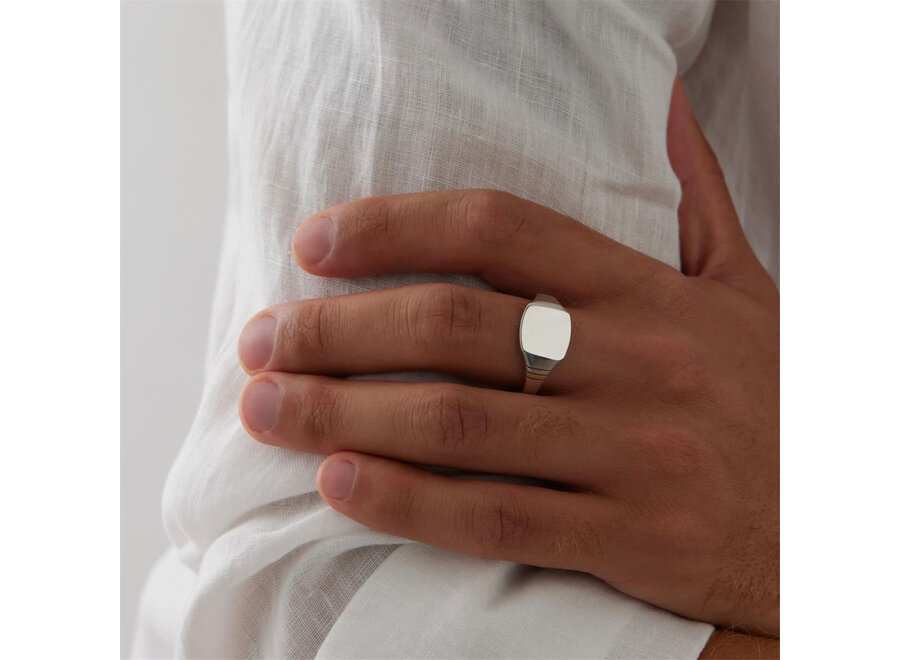 MENS 12MM SOLID SILVER SQUARE SIGNET RING (R9007)