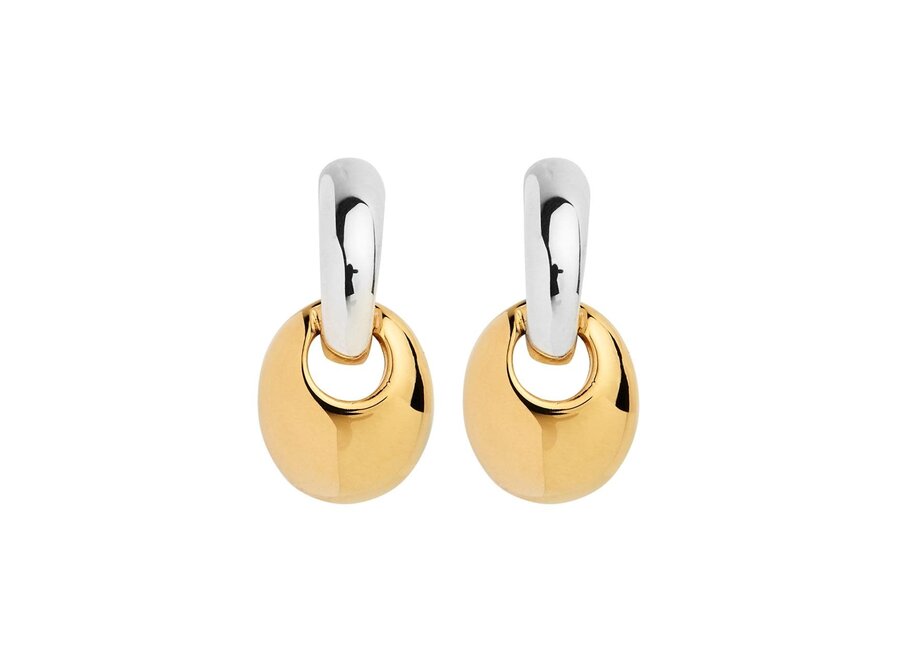 PEBBLE DROP TWO-TONE BEAD STUD EARRINGS