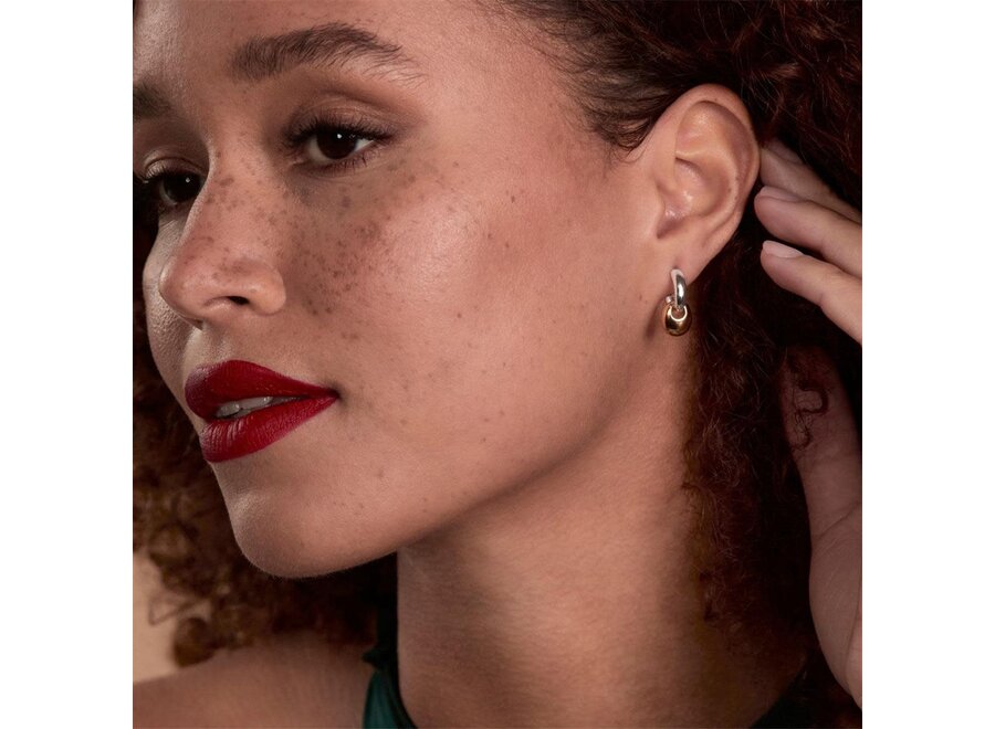 PEBBLE DROP TWO-TONE BEAD STUD EARRINGS (E6946)