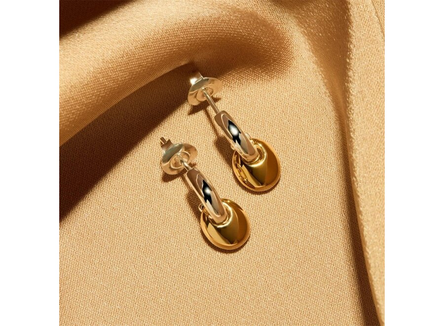 PEBBLE DROP TWO-TONE BEAD STUD EARRINGS (E6946)