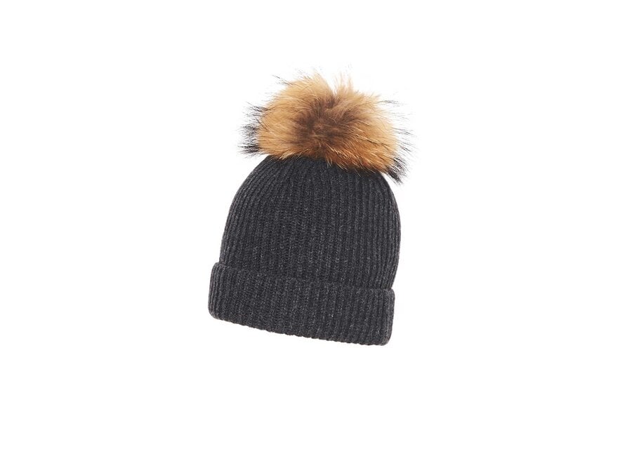 RIBBED BEANIE WITH POM POM