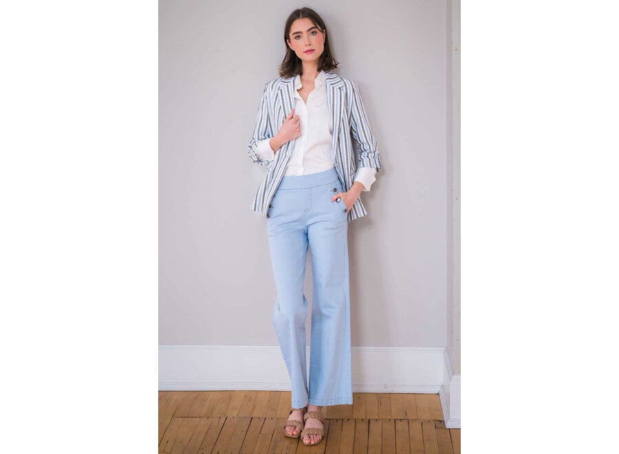 HAMPTON TWILL WIDE LEG TROUSERS BUTTON DETAIL