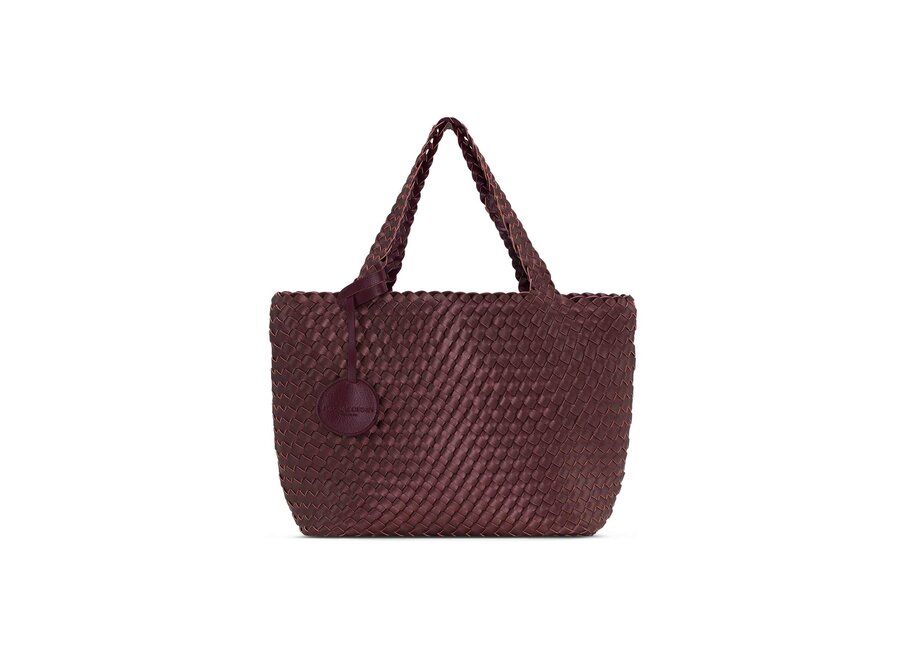 BAG08 REVERSIBLE BRAIDED TOTE BAG MAROON BANNER EBONY