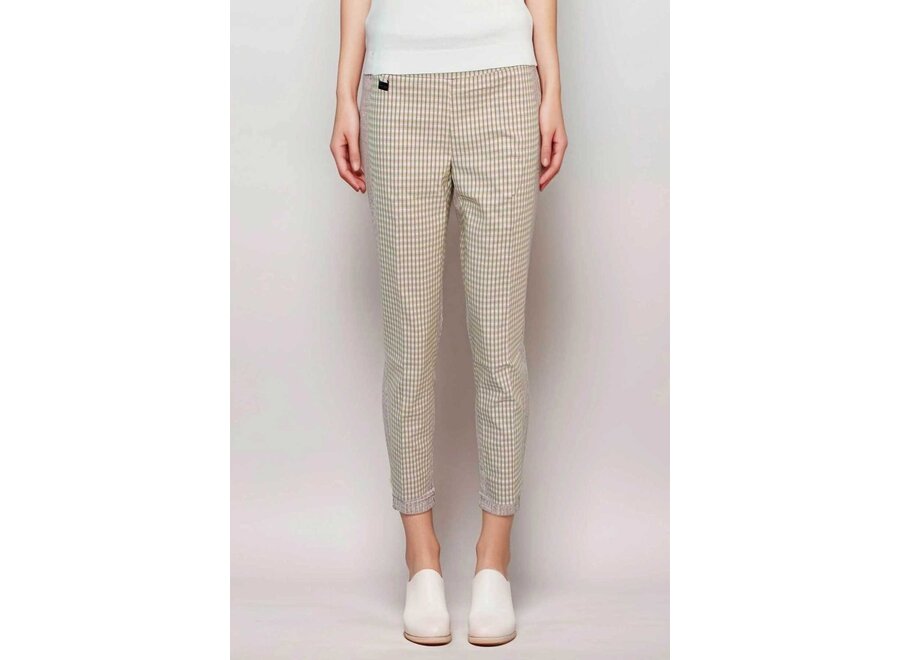 PINK GREEN MINI CHECK 26" SLIM ANKLE TROUSERS