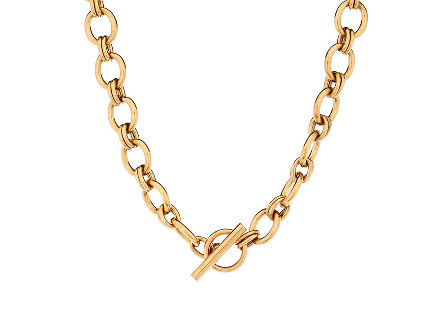 HARWIN GOLD PLATE STAINLESS STEEL NECKLACE WITH BAR CLOSURE N79-SS
