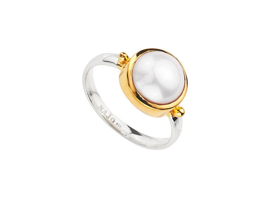 GARLAND PEARL SILVER / YELLOW GOLD RING