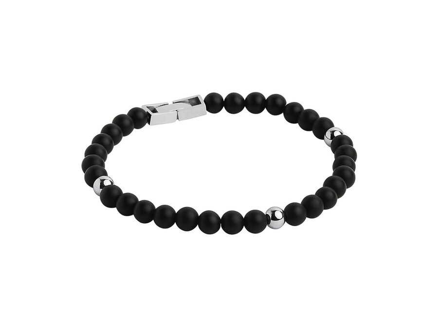 ATLAS MEN'S 6MM BEADED BLACK ONYX BRACELET (B9024)