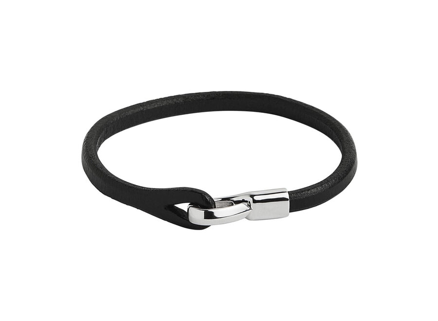KINSHIP MEN'S LEATHER & STEEL BRACELET 21CM (B9014-21)