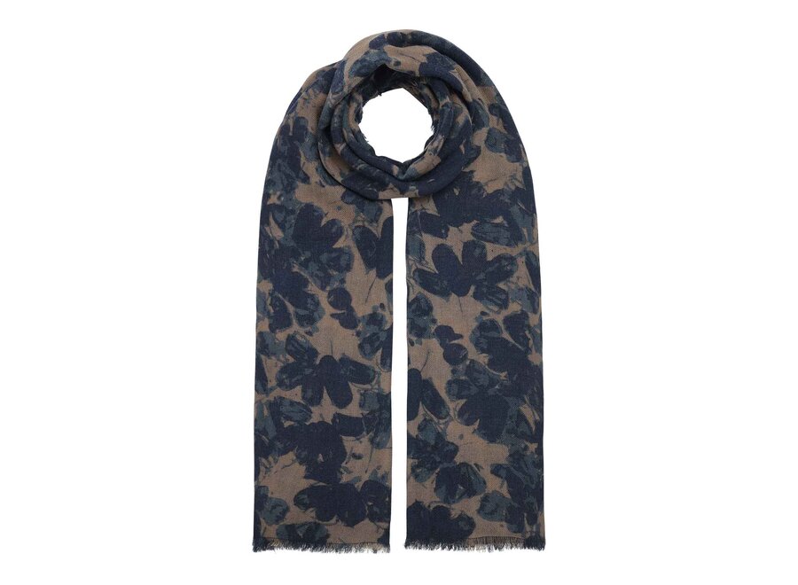 WOOCA02 WOOL SCARF BEIGE BUTTERFLY