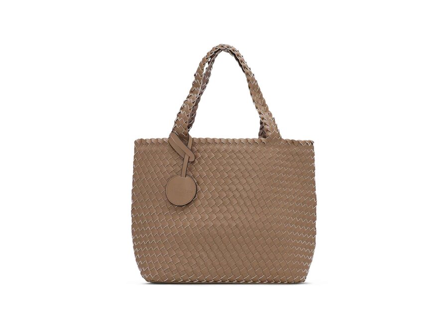 BAG08 REVERSIBLE BRAIDED TOTE BAG MOCCA METALLIC MOCCA