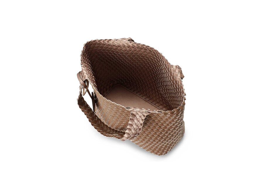 BAG08 REVERSIBLE BRAIDED TOTE BAG MOCCA METALLIC MOCCA