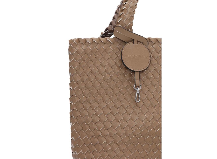BAG08 REVERSIBLE BRAIDED TOTE BAG MOCCA METALLIC MOCCA