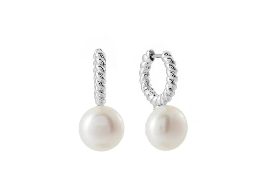 EDEN PEARL SILVER TWIST HOOP