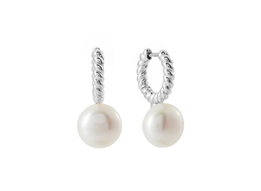 EDEN PEARL SILVER TWIST HOOP (E941-RH)