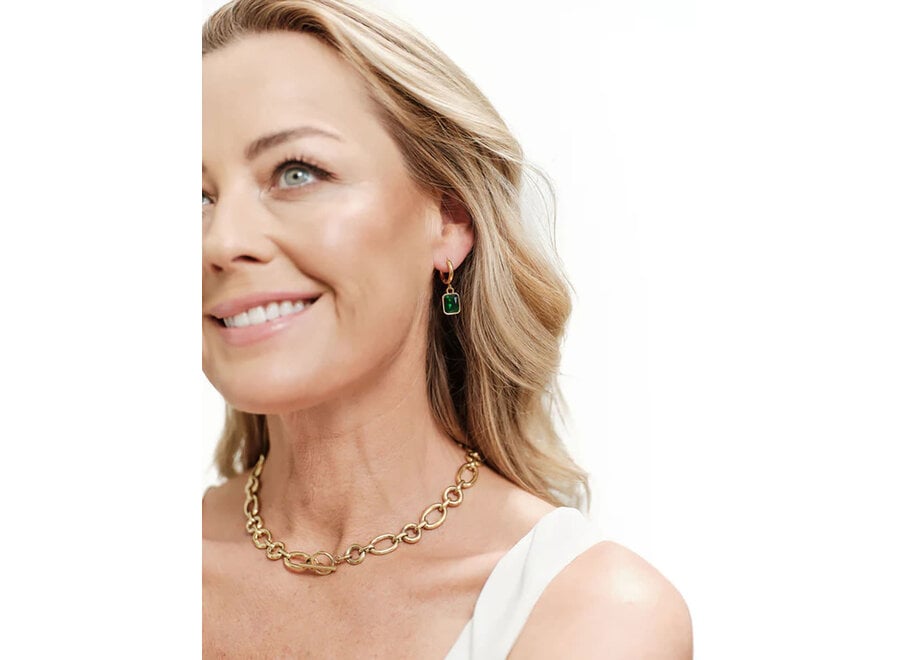 SCARLETT GOLD PLATE STAINLESS STEEL LINK NECKLACE WITH BAR CLOSURE