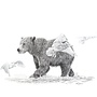 Illustration 18x24 - Grizzly avec oiseaux