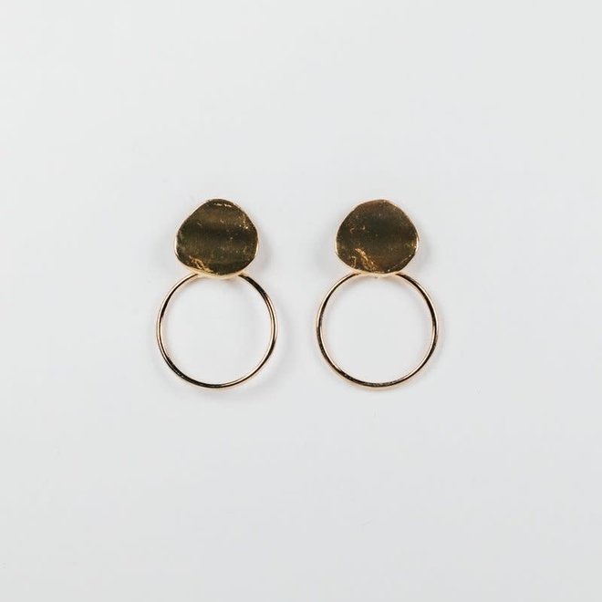 Boucles d'oreilles 1'' - Cercle et pastille ondulée