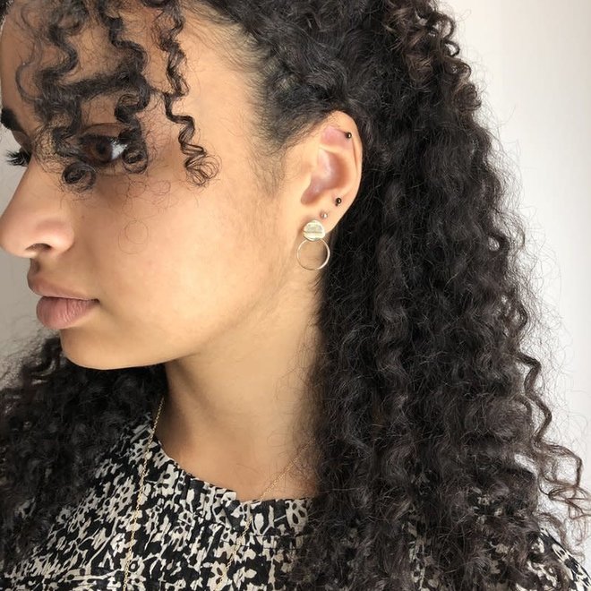 Boucles d'oreilles 1'' - Cercle et pastille ondulée