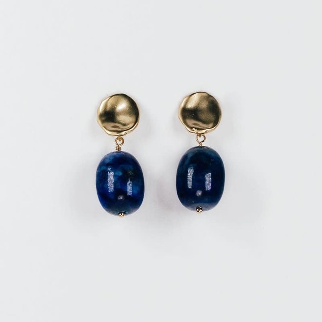 Boucles d'oreilles 1.5'' - Pastille et lapis lazuli