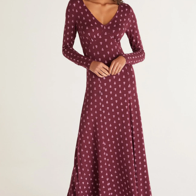 Robe Grace Floral - Grenat