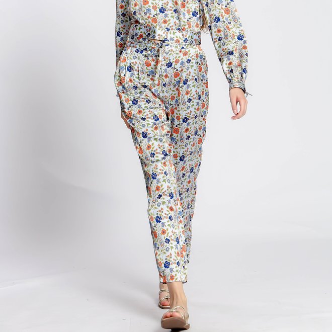 Pantalon - Bleu fleuri