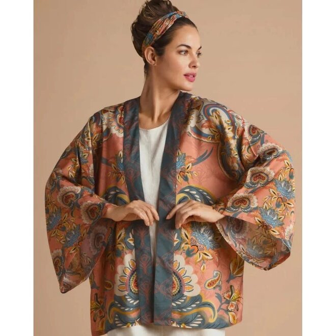 Kimono Jacket - Paisley - Coral