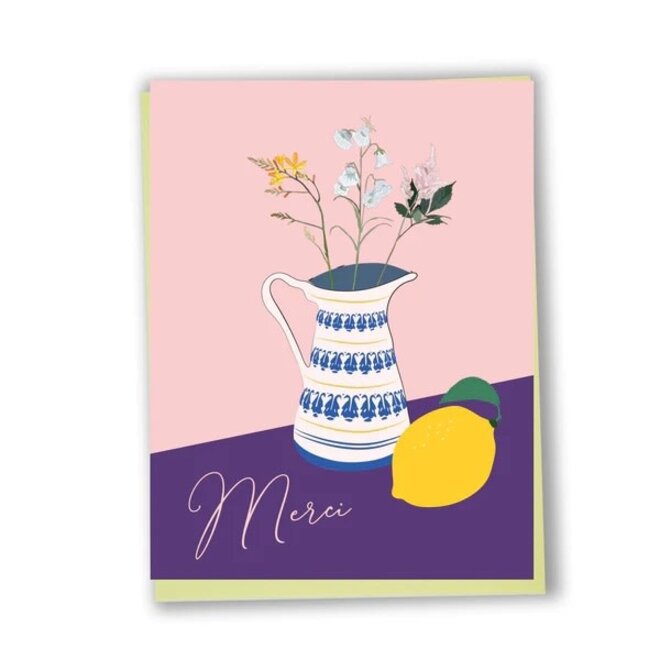 Carte de souhaits - Merci - Fleurs & citrons