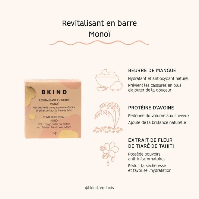 Vrac - Revitalisant en barre - Fleur de Monoï - Cheveux secs ou fins