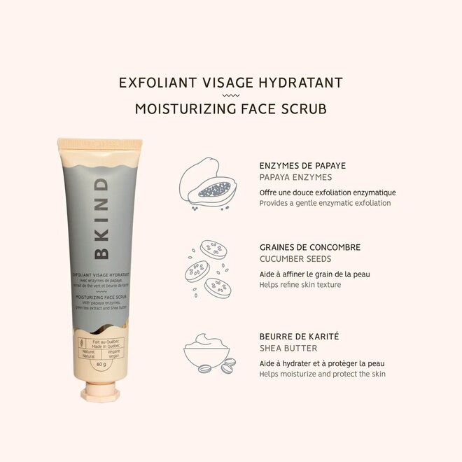 Exfoliant visage hydratant - Enzymes de papaye et extrait de thé vert