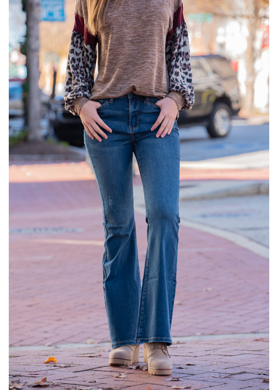 judy blue leopard flare jeans