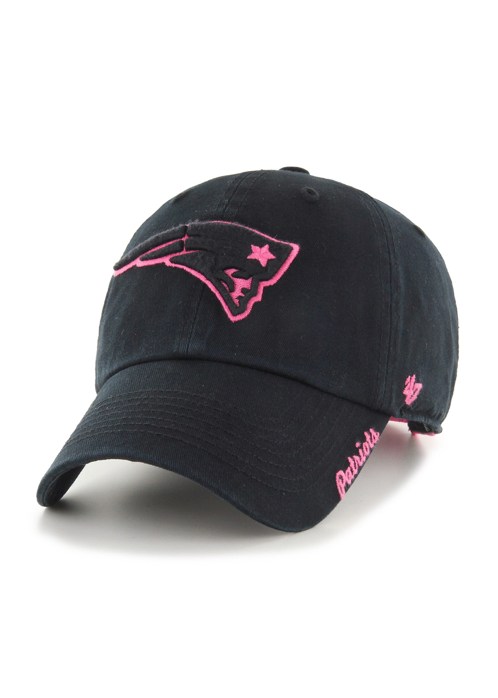 '47 Brand Patriots Black Hat - Pink Outline