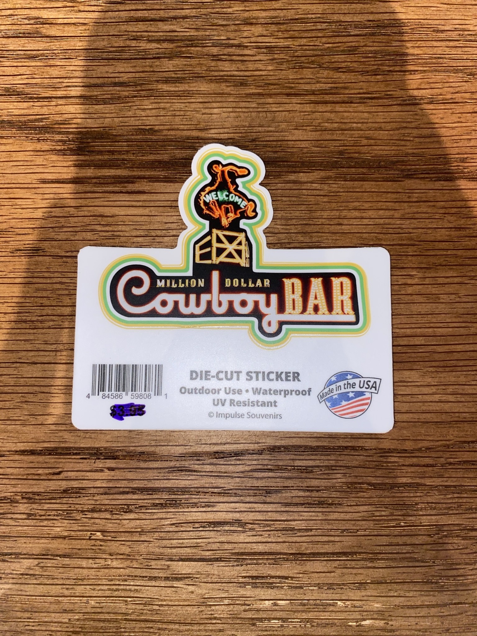 Cowboy Bar Logo Neon Color Sticker 3"