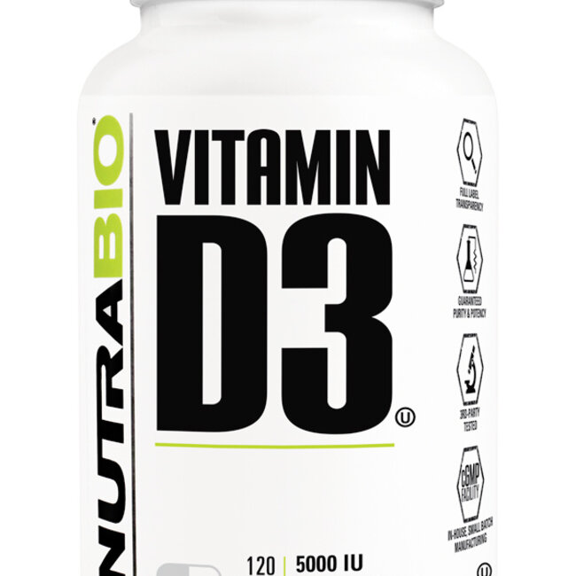 NutraBio Vitamin D3 5000iu 120ct