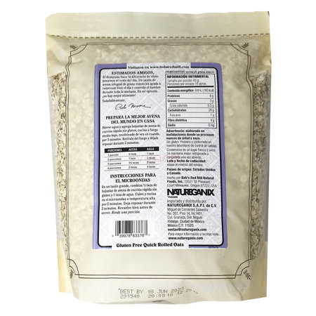 Hojuelas de Avena Coccion Rapida Sin Gluten BRM 794gr