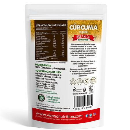 Cúrcuma en Polvo Orgánica Vizana 100gr.