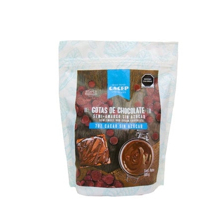 Gotas de Chocolate Semi Amargo Sin Azucar 70% Cacao Cacep 500gr