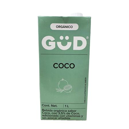 Leche de Coco Orgánica Sin Azúcar GüD 1 L.