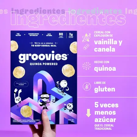 Cereal de Maíz Y Quinoa Sabor Vainilla  Groovies 250g