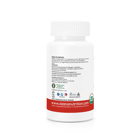 Cúrcuma Orgánica en Capsulas, Complejo Curcumina Vizana 60-500 mg
